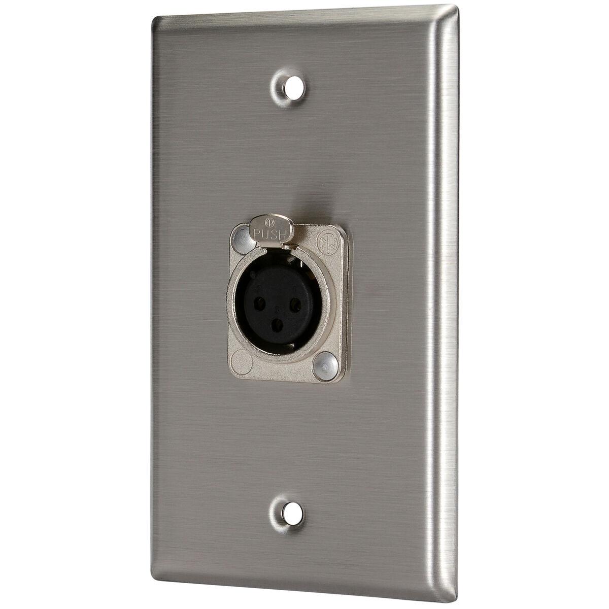 Pro Co WP1004 (1) XLR Female Stainless Steel Metal Wallplate Single Gang